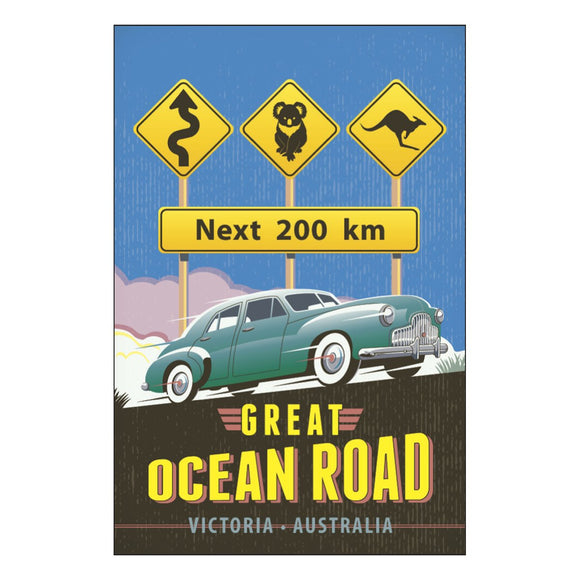 GALLERY MAGNET GREAT OCEAN ROAD retro car signpost