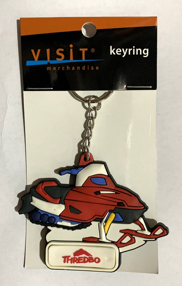 KEYRING SOFT PVC 3D SNOW MOBILE SKIDOO RED THREDBO