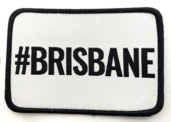 IRON ON WOVEN BADGE White #BRISBANE