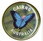 KEYRING WITH CREST CAIRNS AUST BUTTERFLY