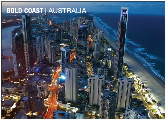 POSTCARD GOLD COAST AERIAL BY NIGHT