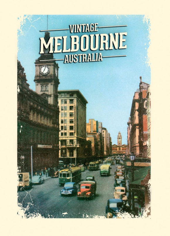 POSTCARD VINTAGE MELBOURNE Elizabeth St