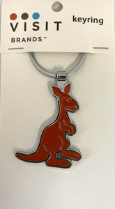 KEYRING CHROME KANGAROO ENAMEL