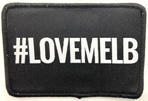 IRON ON WOVEN BADGE Black #LOVEMELB