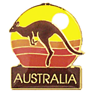 KEYRING METAL AUSTRALIA KANGAROO SUNSET