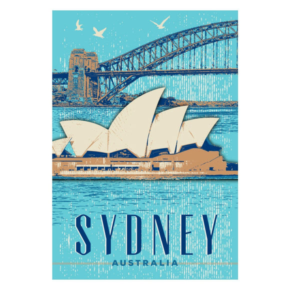 MAGNET WOODEN 2D SYDNEY OPERA HOUSE & BRIDGE VINTAGE