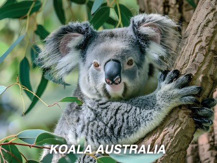 MAGNET WOODEN 2D Koala in tree AUSTRALIA