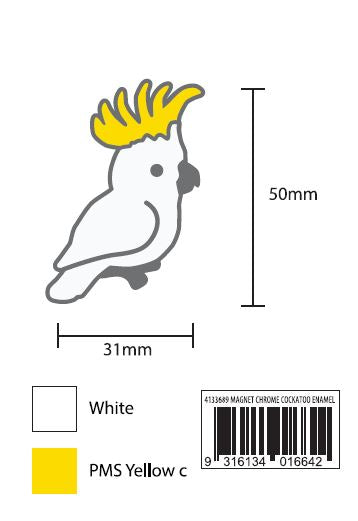 MAGNET CHROME COCKATOO ENAMEL