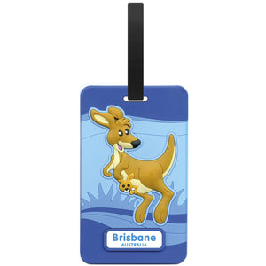 LUGGAGE TAG SOFT PVC KANGAROO BLUE BRISBANE