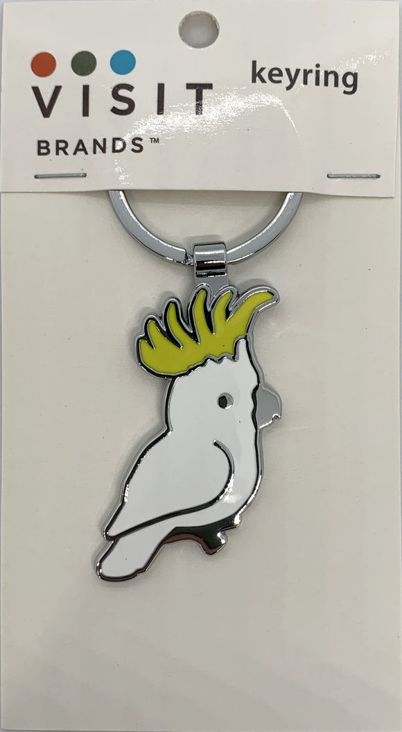 KEYRING CHROME COCKATOO ENAMEL