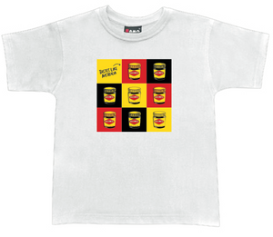 KIDS T-SHIRT SIZE 10 WHITE VEGEMITE POP ART