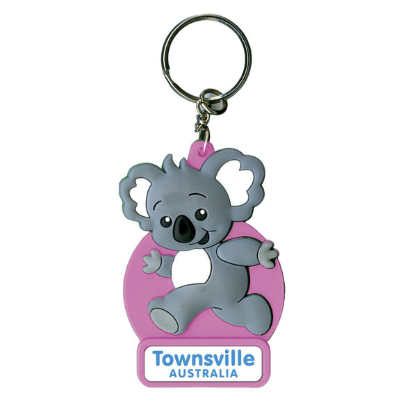 KEYRING SOFT PVC 3D KOALA PINK TOWNSVILLE