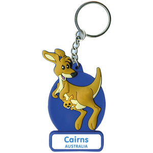 KEYRING SOFT PVC 3D KANGAROO BLUE CAIRNS AUSTRALIA