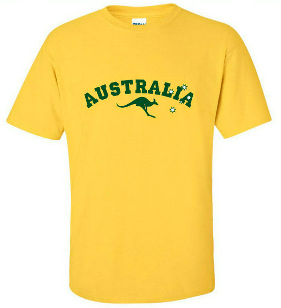 ADULT T/S GREEN & GOLD AUST YEL S
