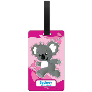 LUGGAGE TAG SOFT PVC KOALA PINK SYDNEY