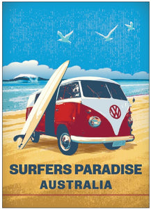 POSTCARD GOLD COAST AUSTRALIA VINTAGE KOMBI