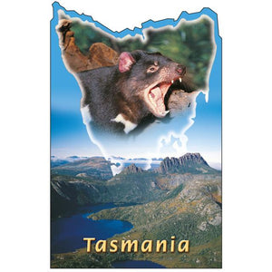 MAGNET TASMANIA cradle mt & devil inside map (Shaped)