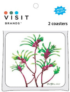 COASTER NON SLIP 2 SET WILDFLOWER kangaroo paw