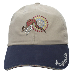 CAP STONE WASHED COTTON KHAKI NAVY AUSTRALIA TOBWABBA ROO, RONNIE POTTER