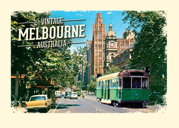 POSTCARD VINTAGE MELBOURNE Collins St