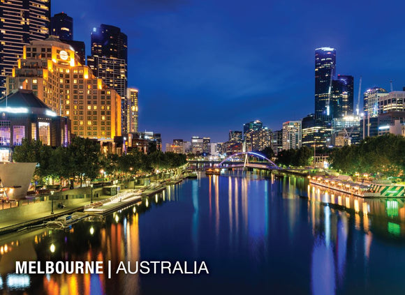 POSTCARD MELBOURNE YARRA NIGHT TIME VIEW